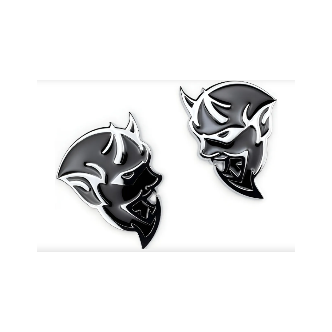 KIT EMBLEMAS PARA SALPICADEROS DODGE CHALLENGER SRT DEMON NEGRO/CROMO