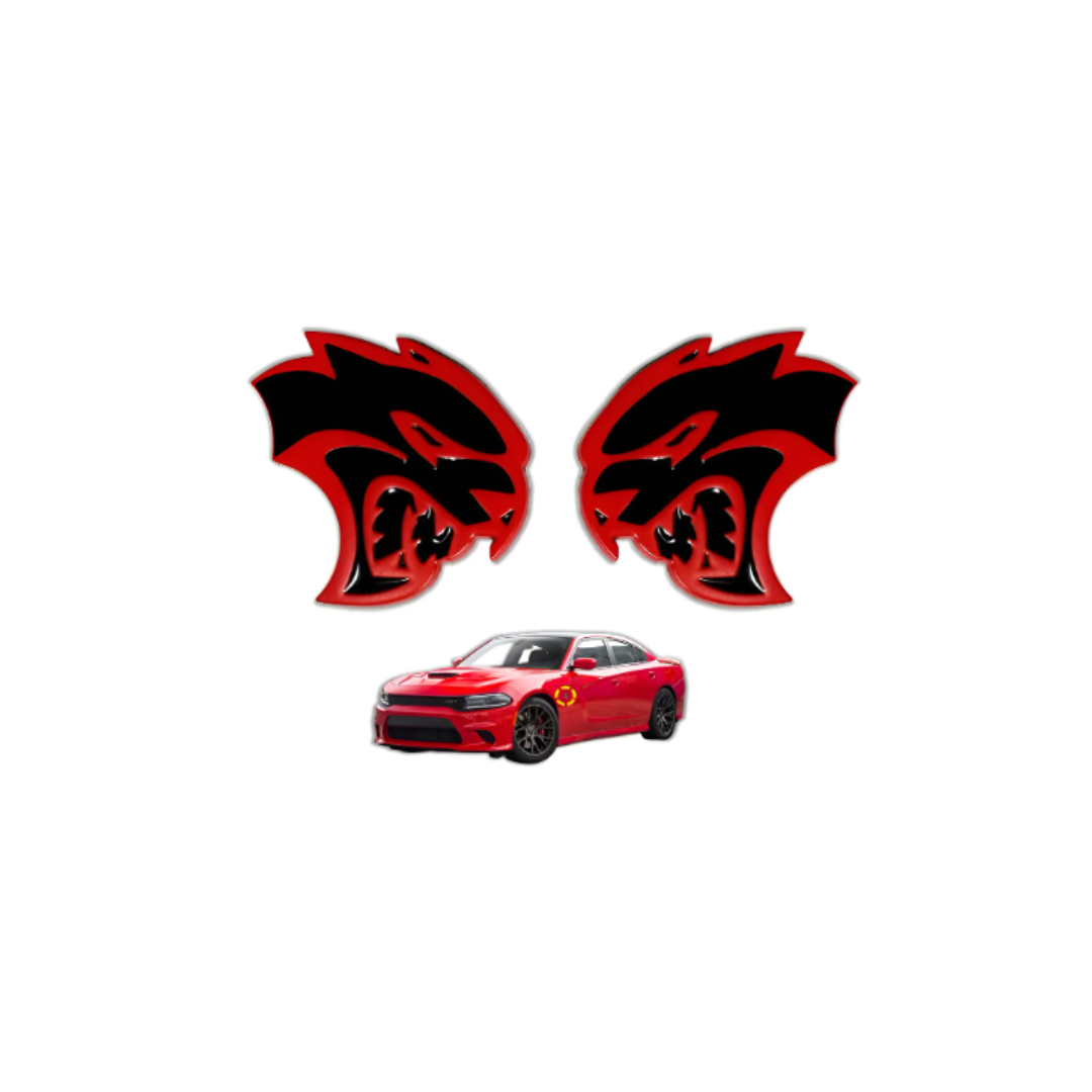 EMBLEMAS PARA SALPICADEROS DODGE CHALLENGER SRT HELLCAT ROJO/NEGRO