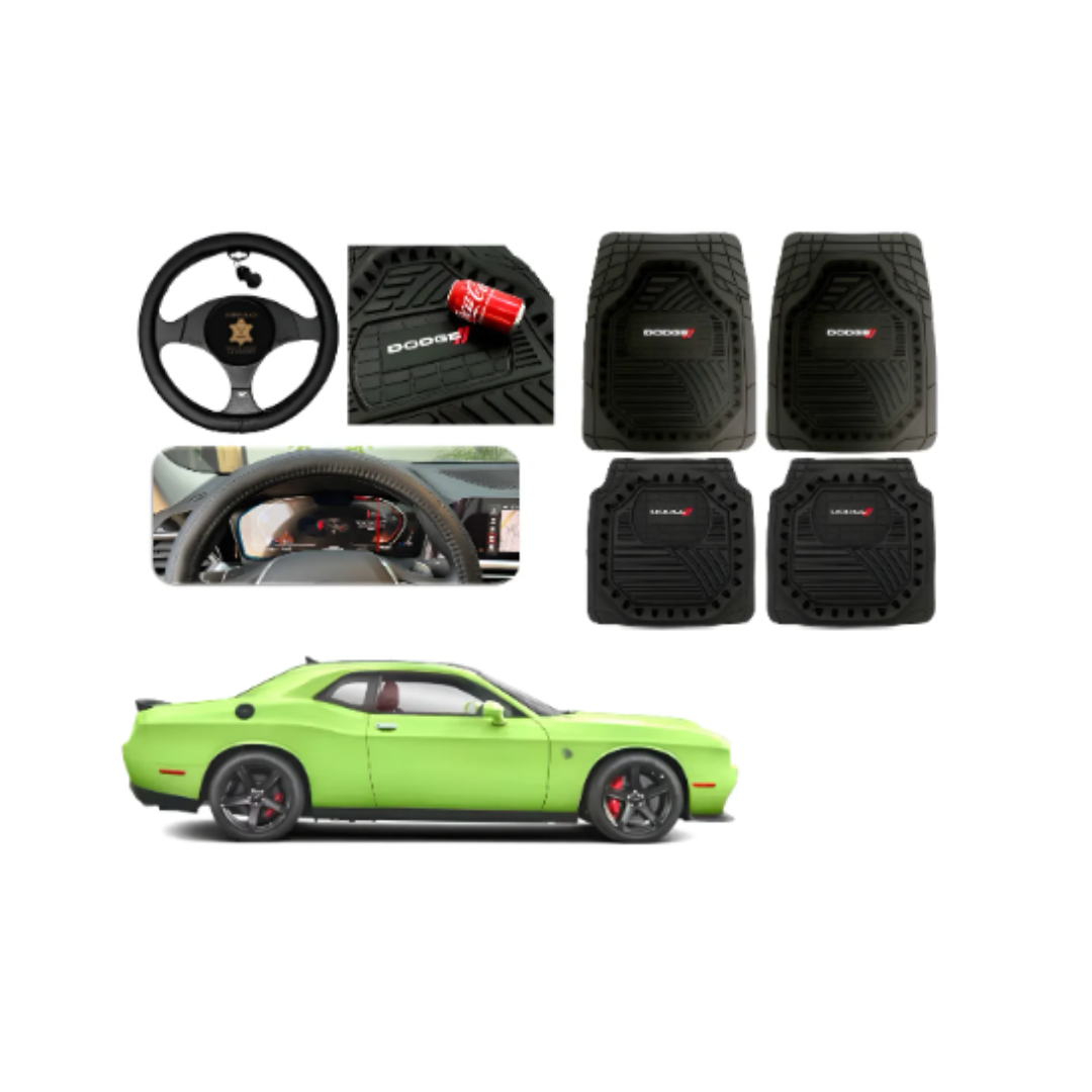 KIT TAPETES PREMIUM BLACK CARBON CHAROLA GRUESO + VOLANTE VINIPIEL CHALLENGER 2015-2023